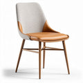 Contemporary dining chair in beige and brown faux leather 45 x 55 x 85cm