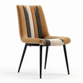 Upholstered dining chair with striped fabric and black metal legs 45 x 45 x 90cm