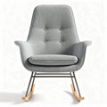 Rocking chair with gray fabric upholstery and wooden base dimensions 80 x 70 x 90cm