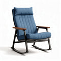 Rocking chair with padded seat and backrest in blue fabric 80 x 70 x 100cm