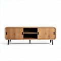 Modern wooden TV stand with storage cabinets and open shelves 150 x 40 x 50cm