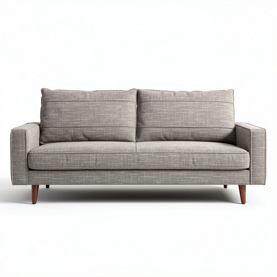 Gray fabric sofa with wooden legs for living room seating 180 x 80 x 75cm
