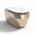 Gold geometric toilet bidet combo with a sleek design and integrated features