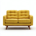 Two-seater upholstered sofa in teal fabric with black metal legs 150 x 80 x 85cm