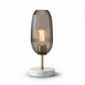 Table lamp with smoky glass shade and marble base 30 x 15 x 15cm