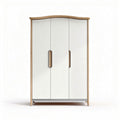 Three-door wooden wardrobe with white finish and silver handles 80 x 40 x 180cm