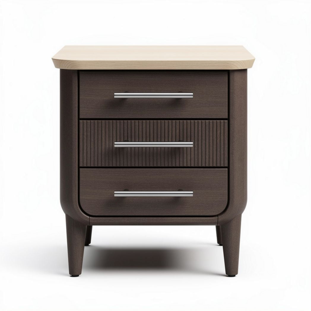 Wooden nightstand with three drawers and sleek design 45 x 40 x 50cm