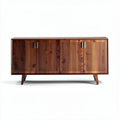Wooden sideboard with slatted doors for living room storage 150 x 40 x 70cm