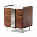 Wooden nightstand with white top and metal handles 40 x 40 x 50cm