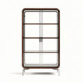 Glass display cabinet with wooden frame 80 x 40 x 160cm for living room storage