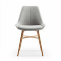 Upholstered dining chair with fabric seat and wooden legs in gray 45 x 55 x 85cm