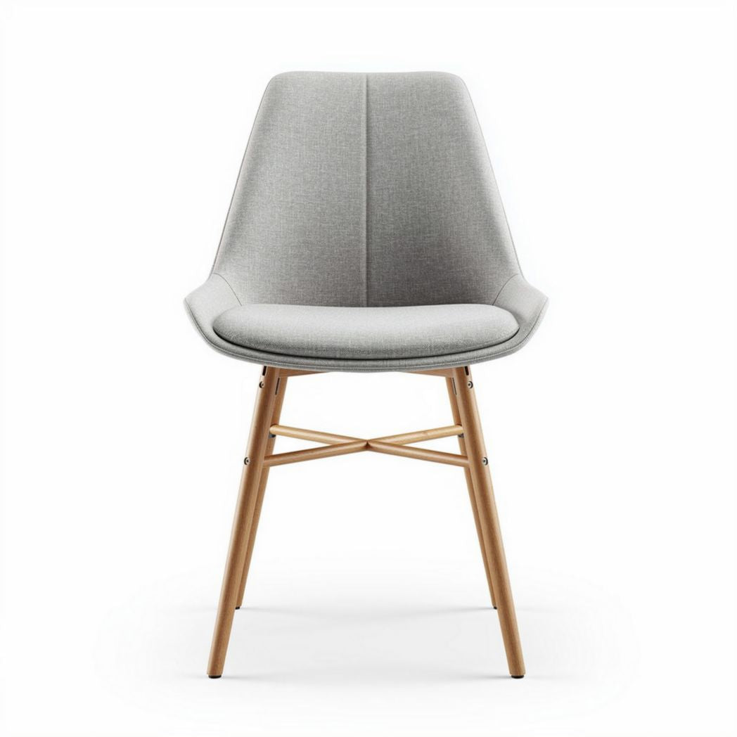 Upholstered dining chair with fabric seat and wooden legs in gray 45 x 55 x 85cm
