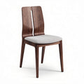 Wooden dining chair with fabric cushion in walnut finish 45 x 45 x 90cm